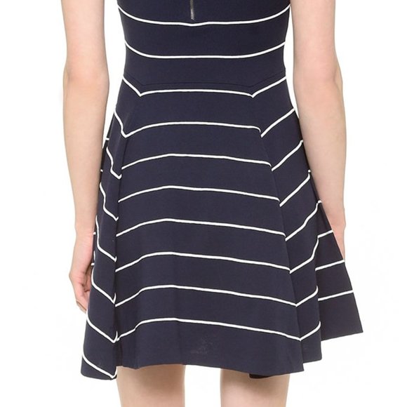 Alice + Olivia Bolton Ottoman Horizontal Pinstripe Navy Sleeveless Small Dress - Picture 15 of 16